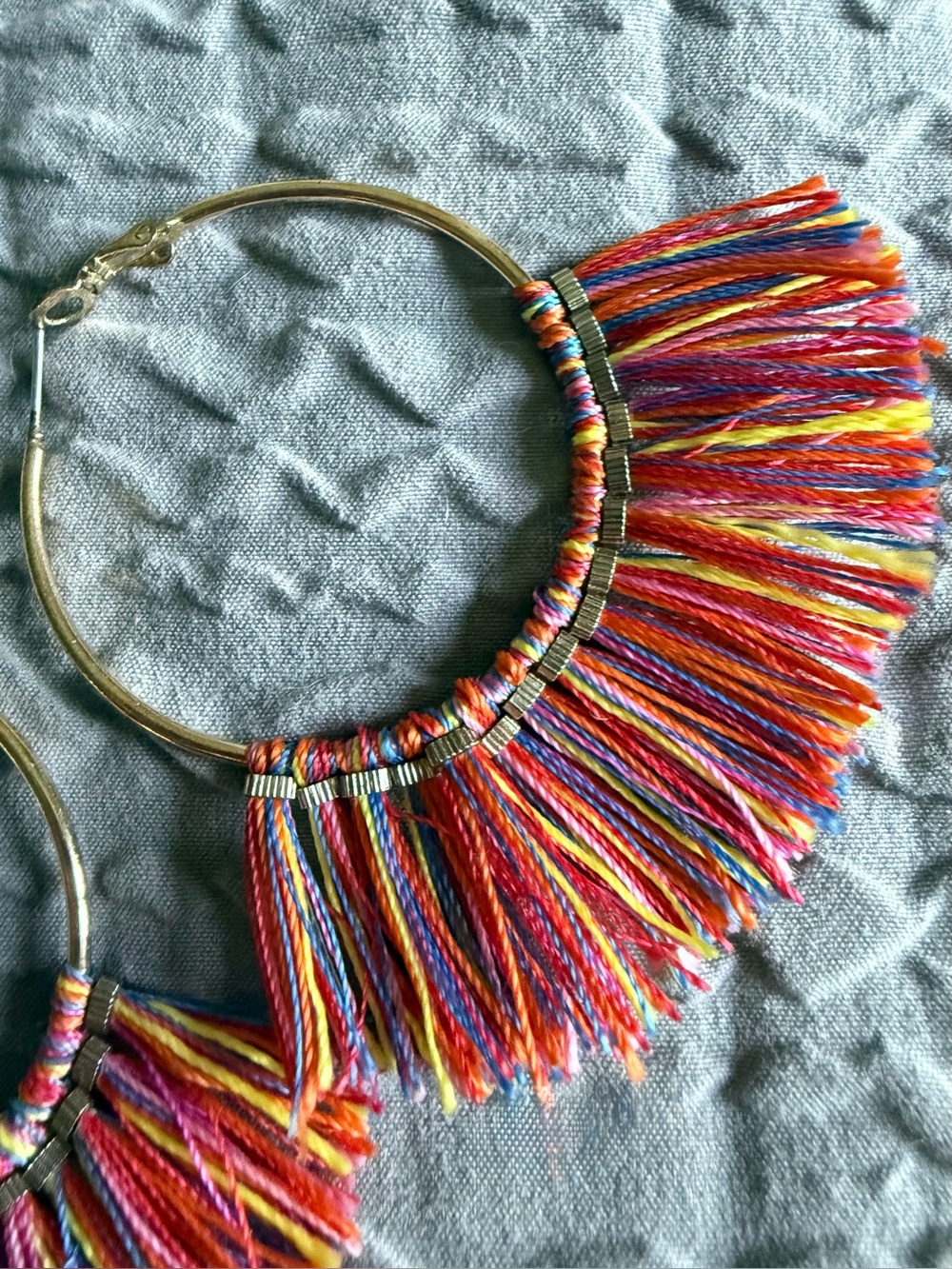 AE Bohemian Multicolor Fringe Hoop Earrings